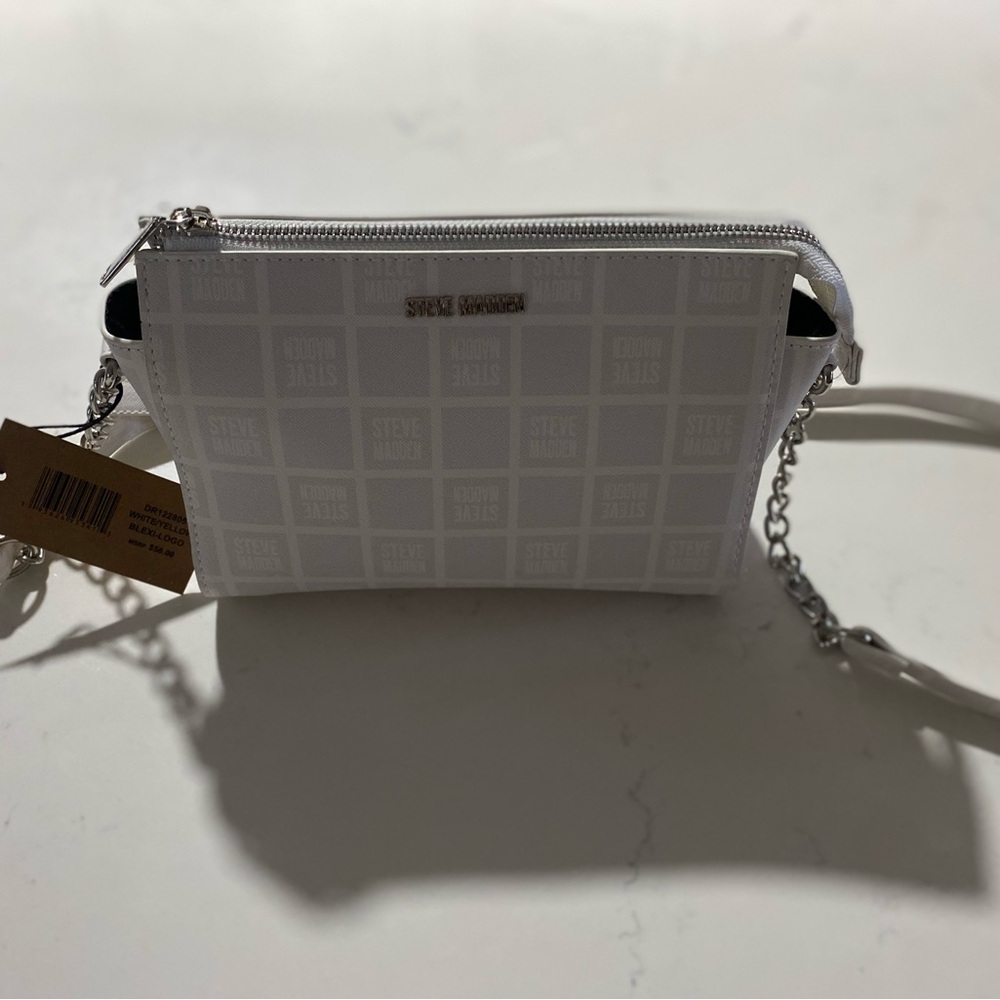 Steve Madden White Crossbody Bag with Chain Strap